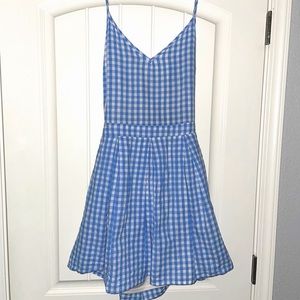 After Market Blue Gingham print Fit & Flare Dress with Open Back
